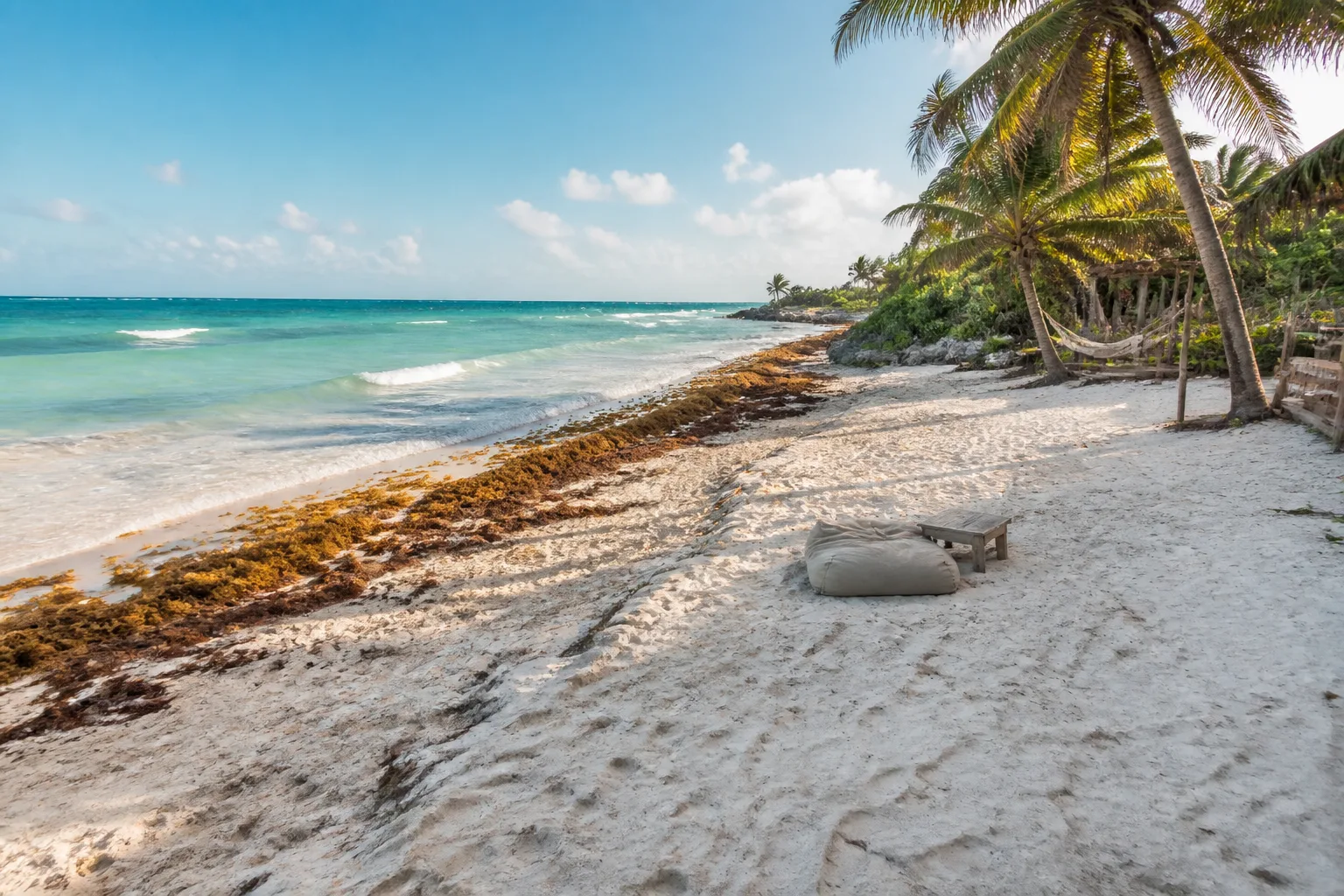Caribbean beach near Tulum on a flexible coastal day
