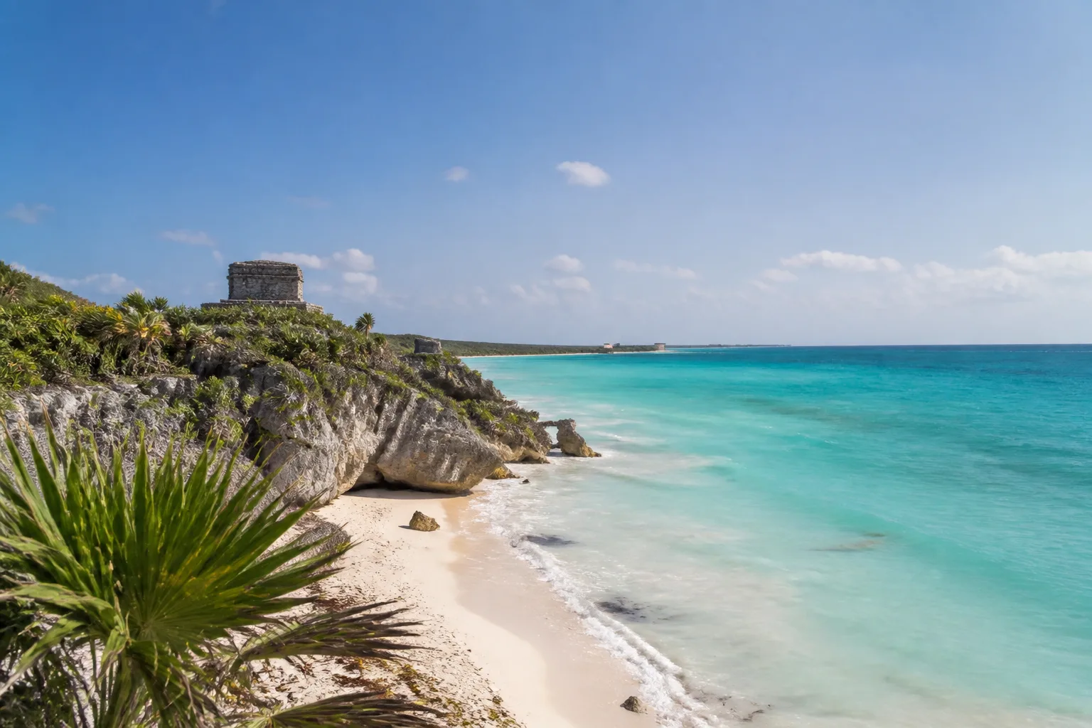 Protected national park beach on the Tulum coast