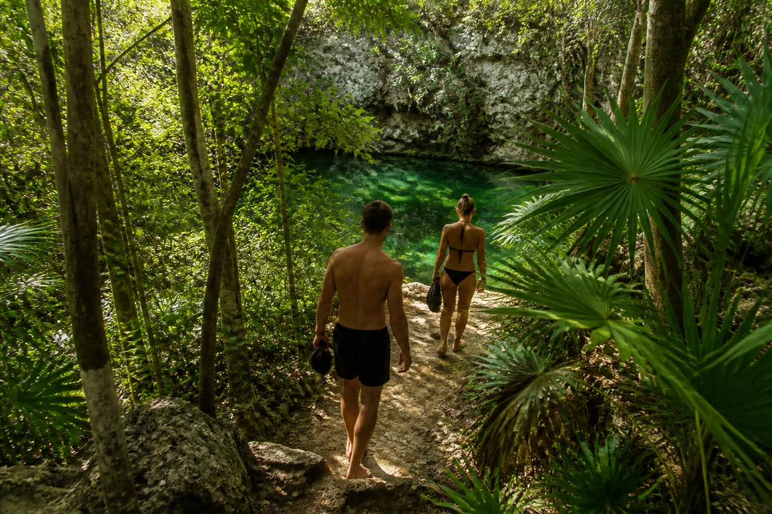 Travelers combining two nearby cenote stops south of Tulum