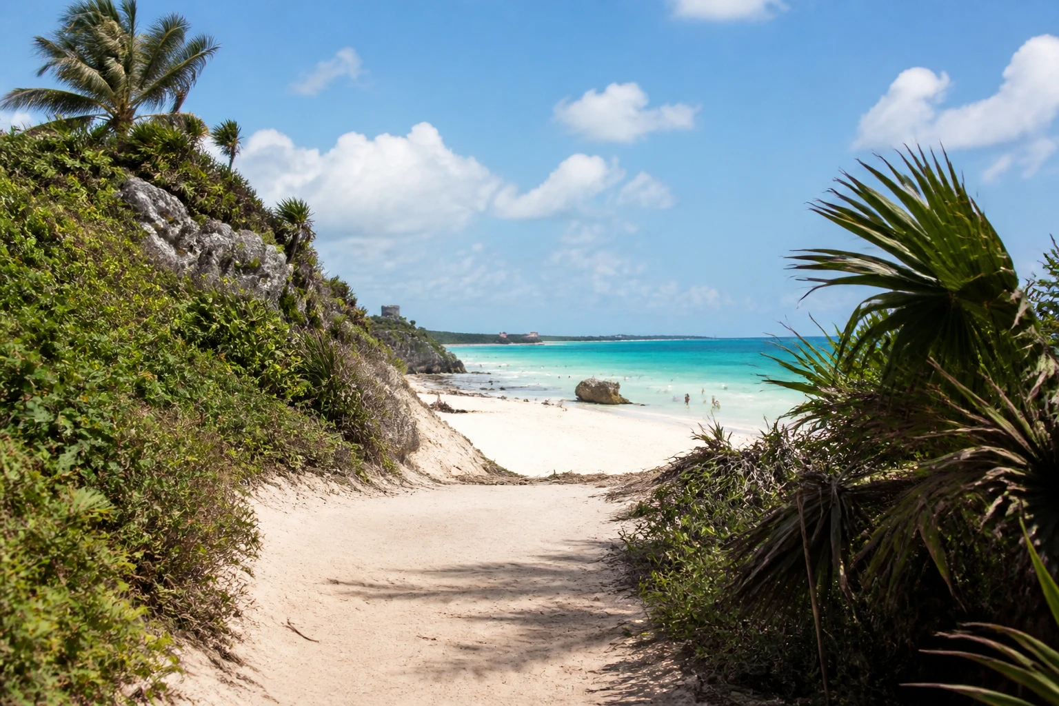 Public approach leading to a beach in Tulum