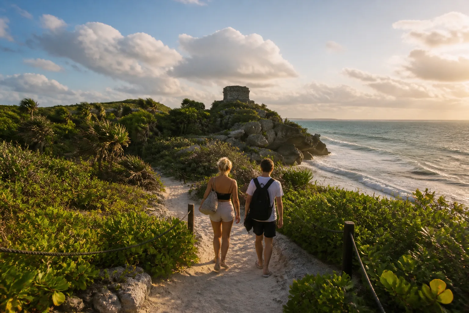 Established beach access path in coastal Tulum