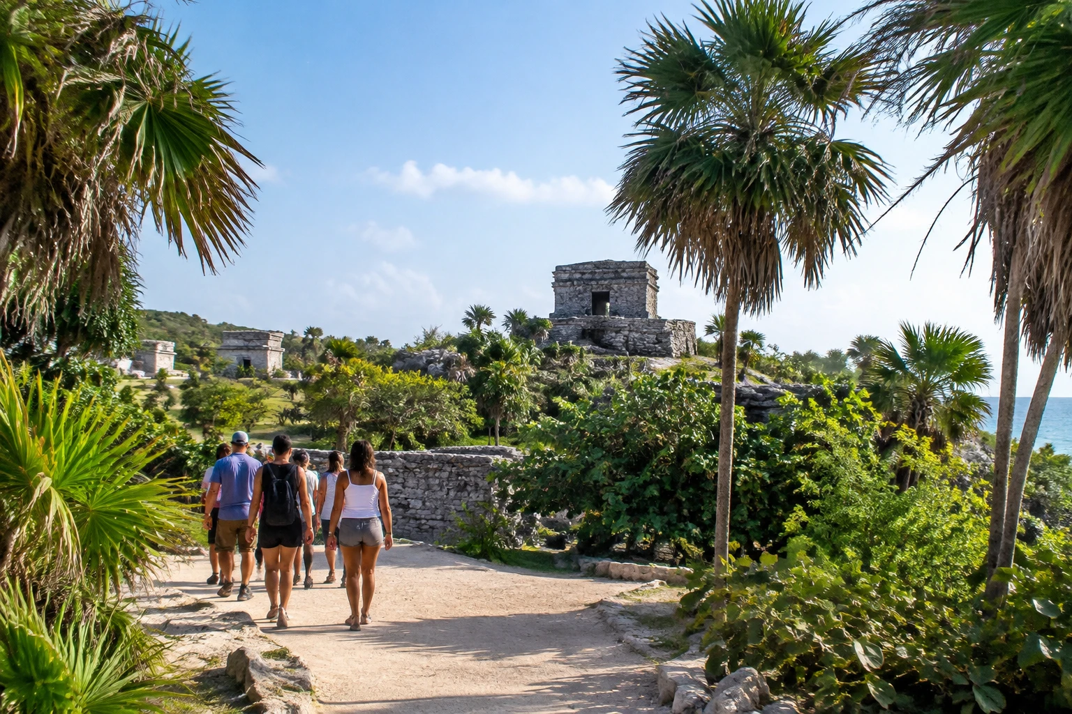 Visitor approach to Tulum Archaeological Zone