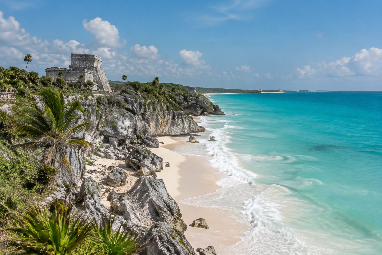 Playa Ruinas shoreline near Tulum Archaeological Zone